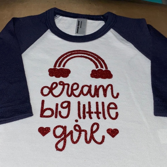 Dream Big Little Girl Long Sleeve Tee - Navy and White - Picture 1 of 1